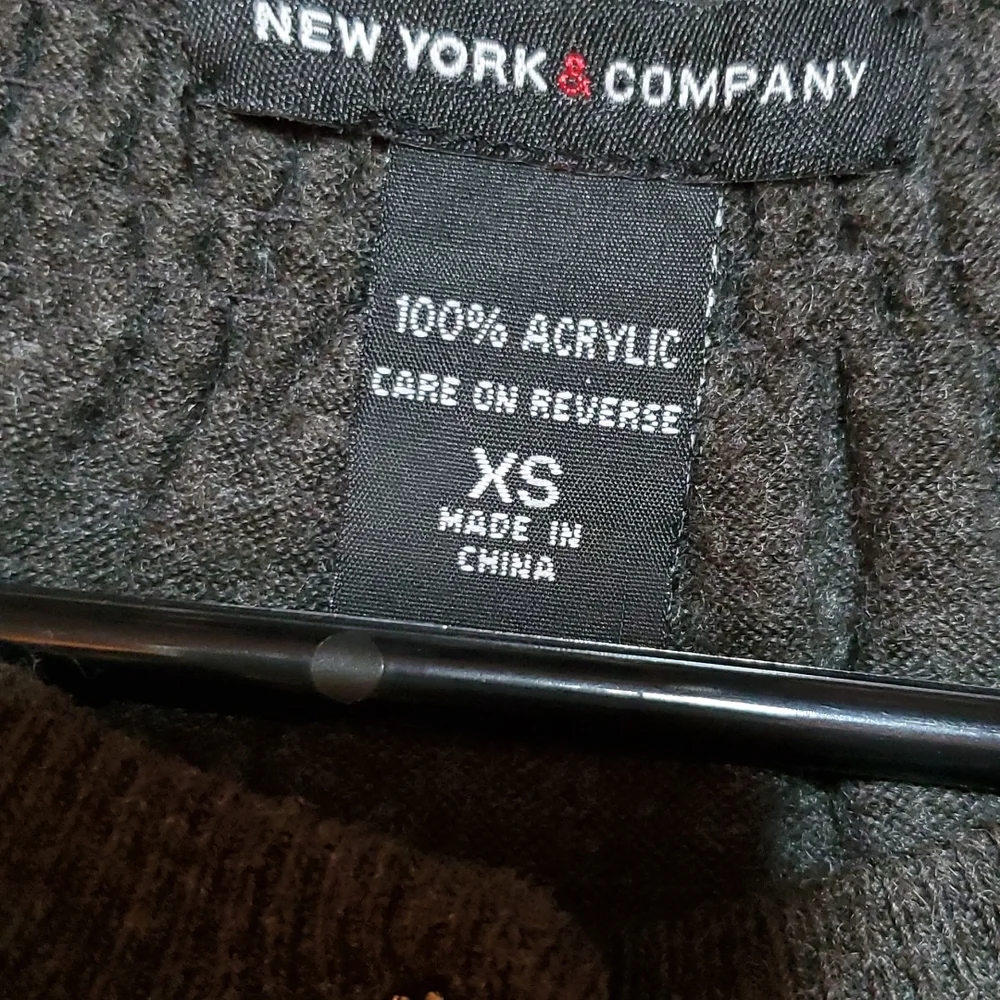 New York & Company taupe brown gray cardigan sweater button down sparkle buttons